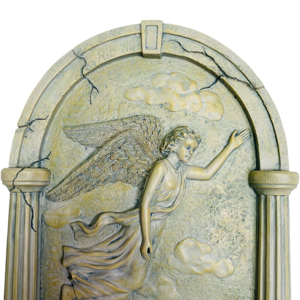 Art Nouveau Wall Plaque Angel Candle Holder Resin Plaster Serenity Decoration - Picture 5 of 14